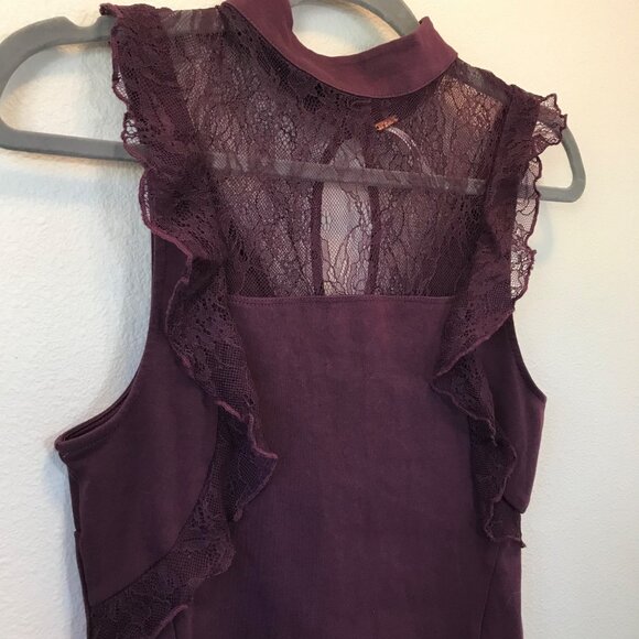 Free People Beaumont Muse Lace Detail Women's Mini Bodycon Dress Size S Purple - Picture 6 of 13